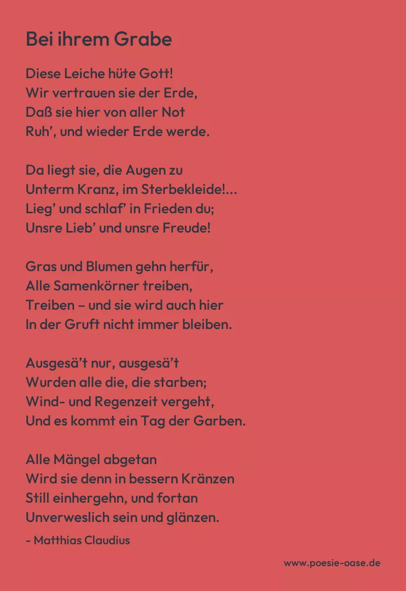 Gedicht: Bei ihrem Grabe von Matthias Claudius