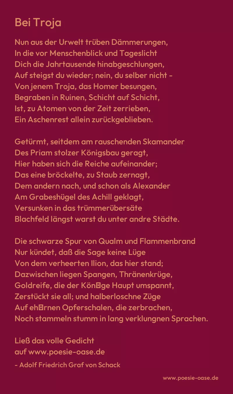 Gedicht: Bei Troja von Adolf Friedrich Graf von Schack