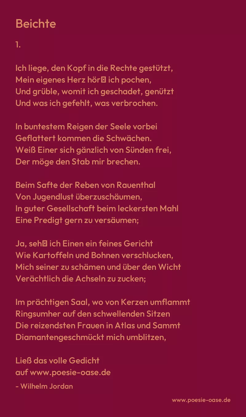 Gedicht: Beichte von Wilhelm Jordan