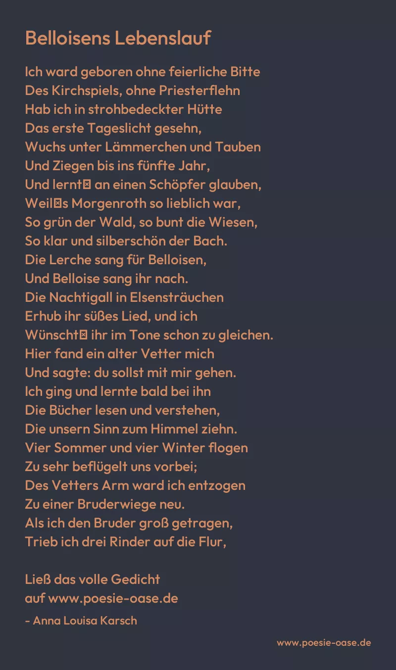 Gedicht: Belloisens Lebenslauf von Anna Louisa Karsch