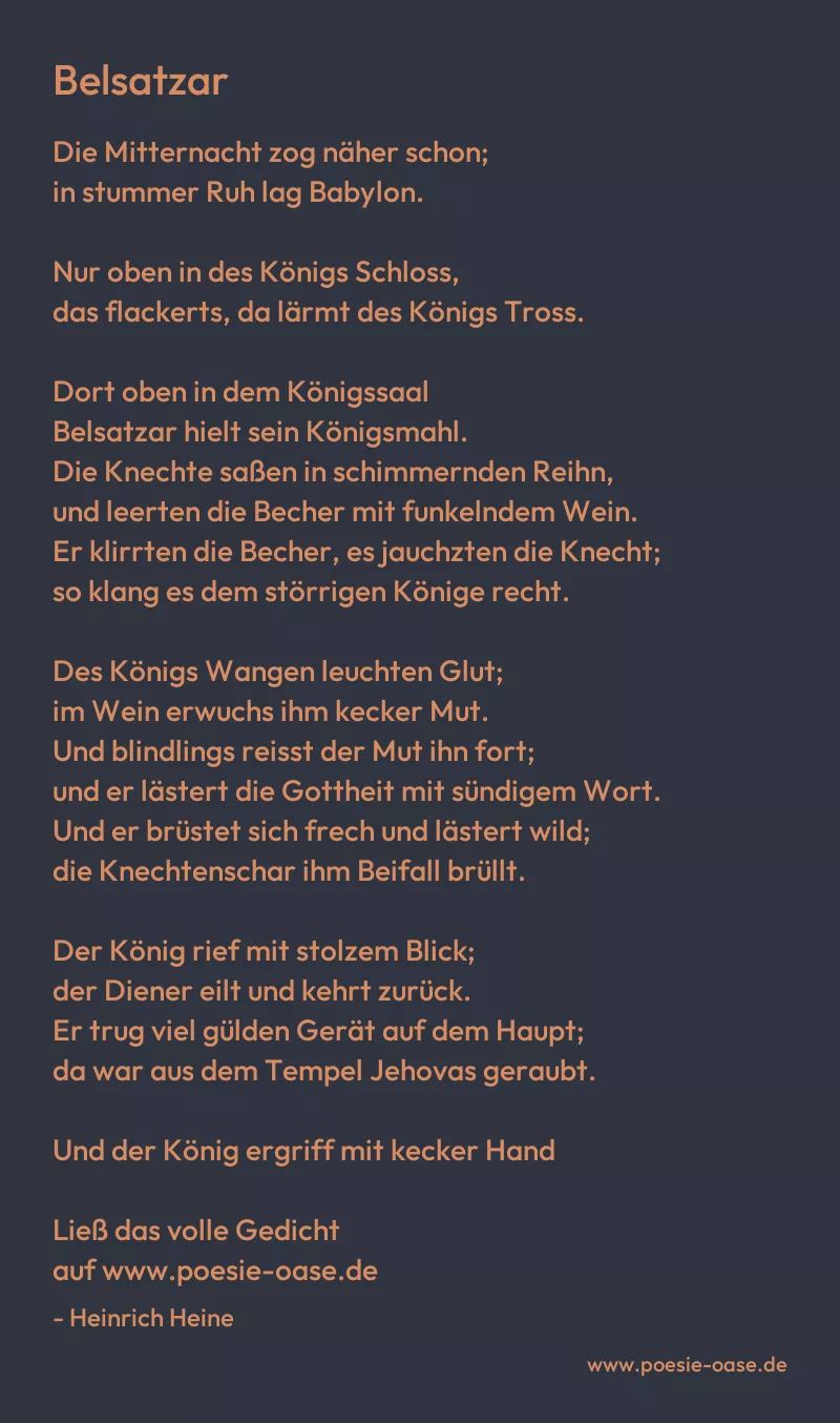 Gedicht: Belsatzar von Heinrich Heine