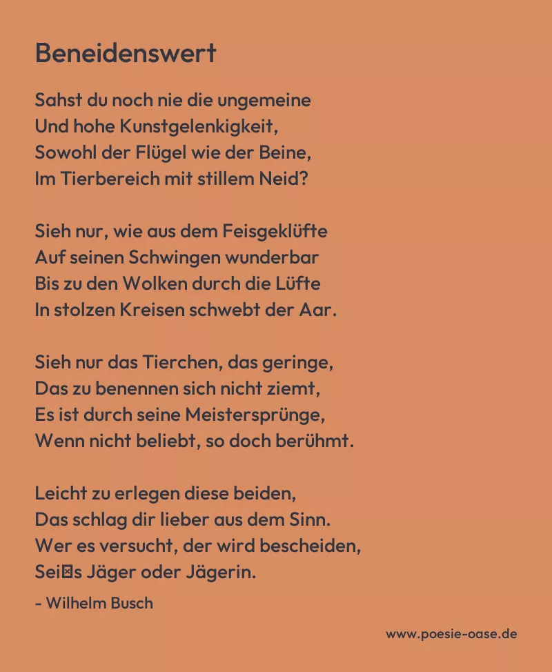 Gedicht: Beneidenswert von Wilhelm Busch