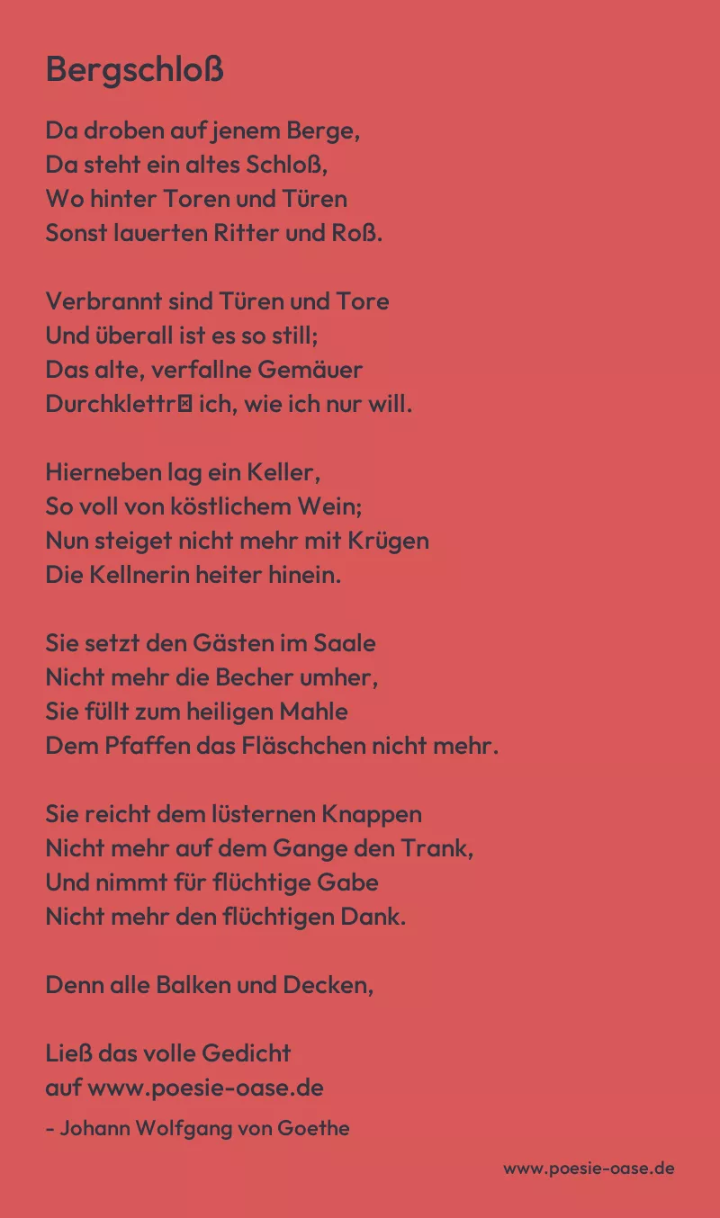 Gedicht: Bergschloß von Johann Wolfgang von Goethe