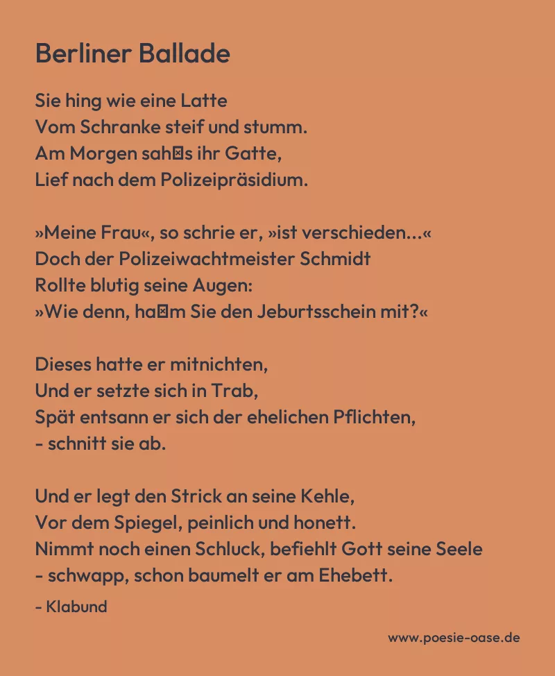 Gedicht: Berliner Ballade von Klabund
