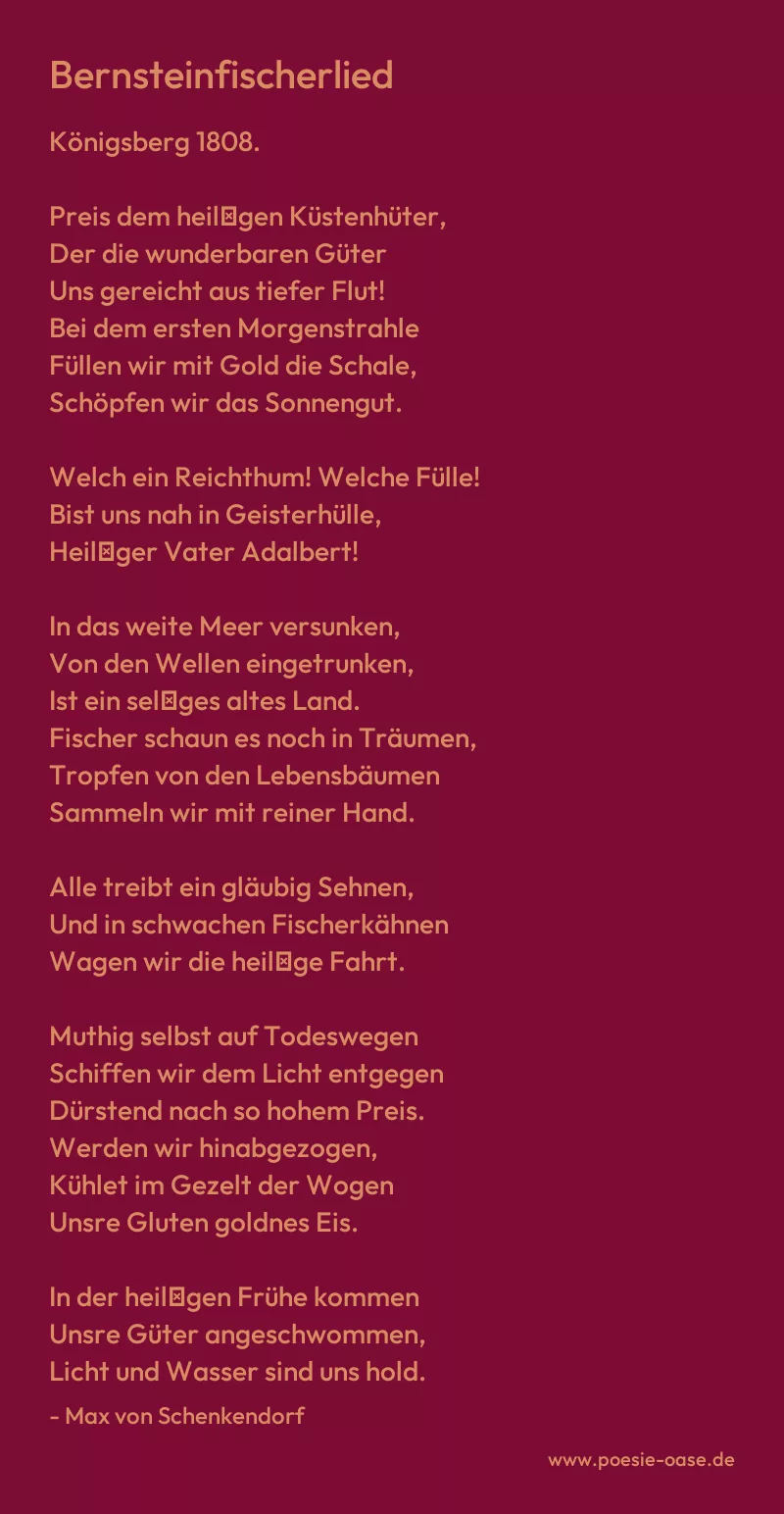 Gedicht: Bernsteinfischerlied von Max von Schenkendorf