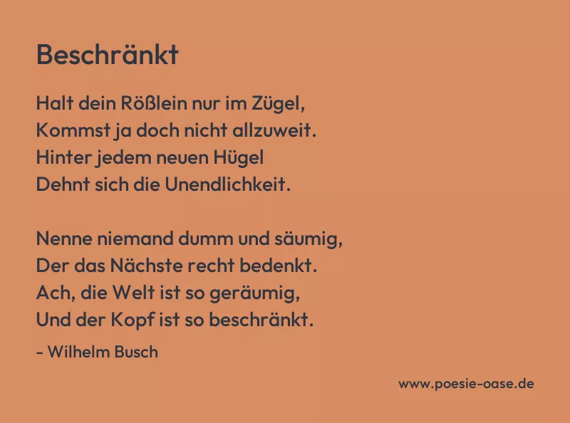 Gedicht: Beschränkt von Wilhelm Busch