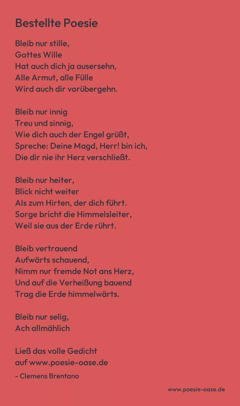 Gedicht: Bestellte Poesie von Clemens Brentano