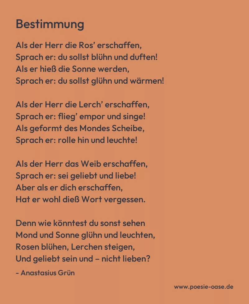 Gedicht: Bestimmung von Anastasius Grün