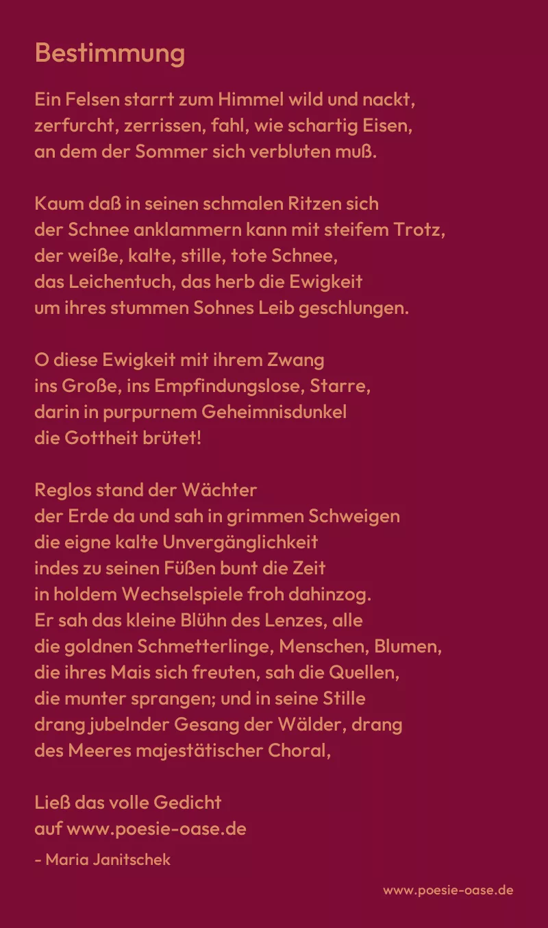 Gedicht: Bestimmung von Maria Janitschek