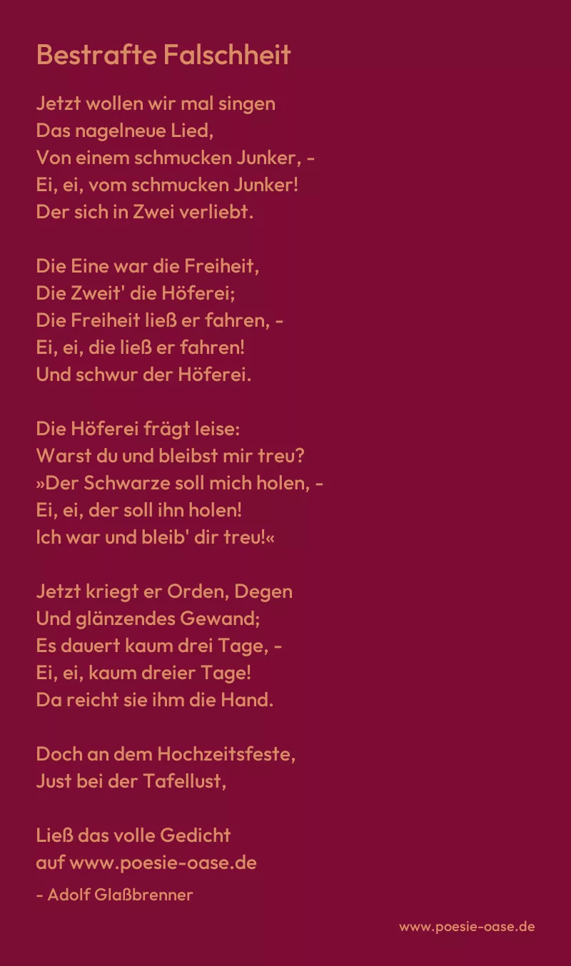 Gedicht: Bestrafte Falschheit von Adolf Glaßbrenner