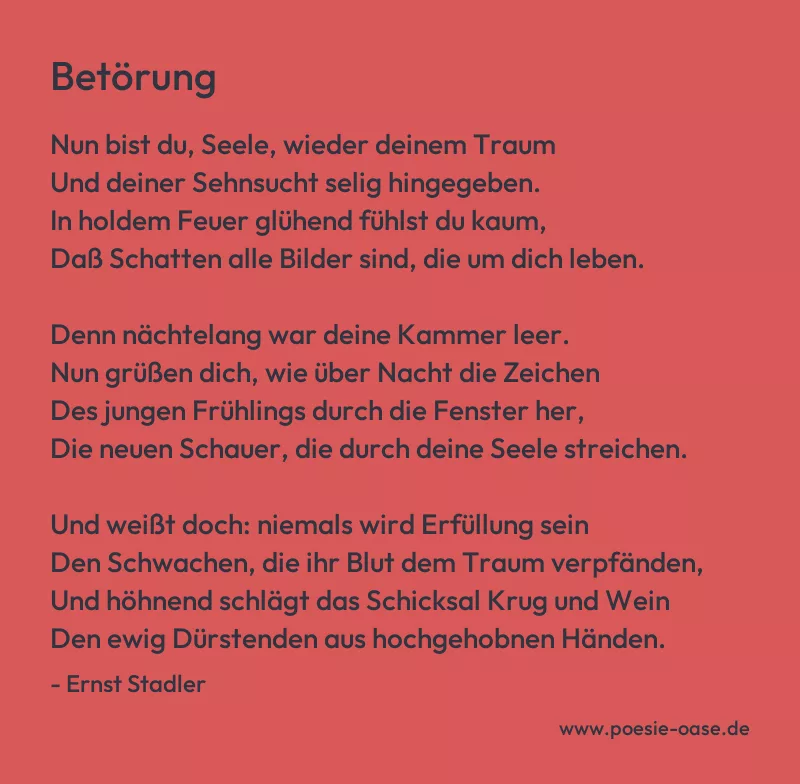 Gedicht: Betörung von Ernst Stadler