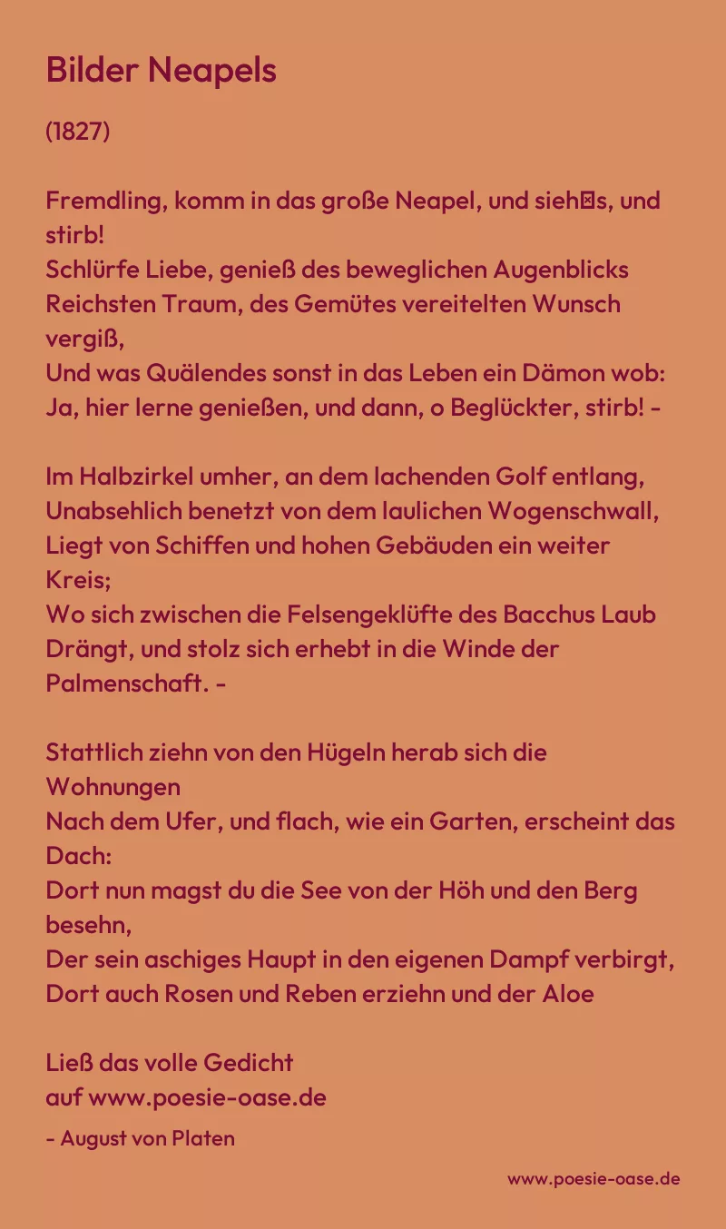Gedicht: Bilder Neapels von August von Platen