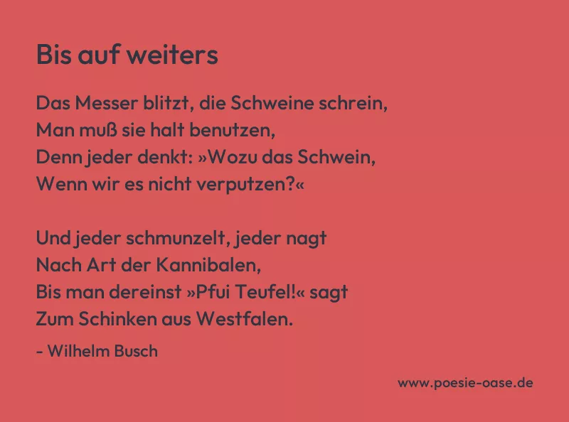 Gedicht: Bis auf weiters von Wilhelm Busch