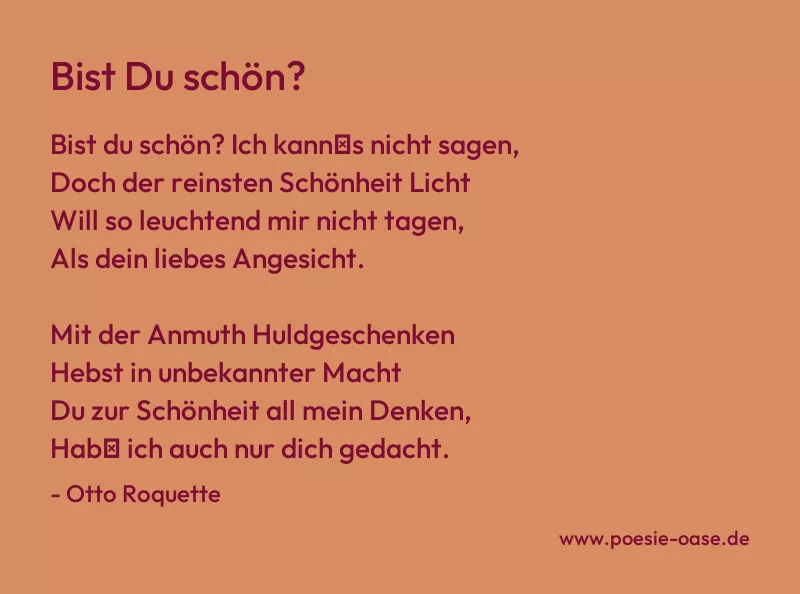 Gedicht: Bist Du schön? von Otto Roquette