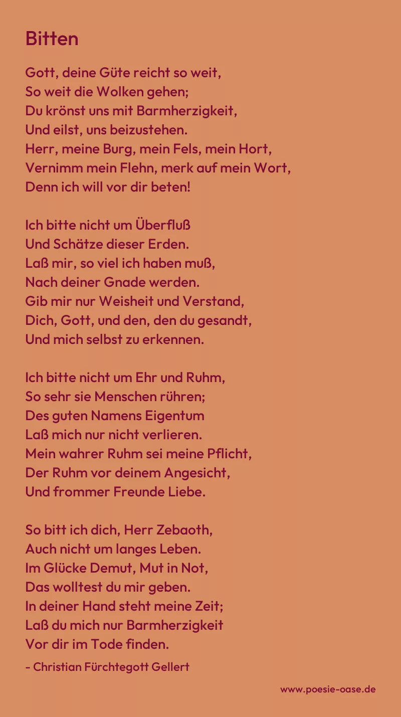 Gedicht: Bitten von Christian Fürchtegott Gellert