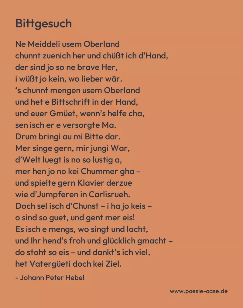 Gedicht: Bittgesuch von Johann Peter Hebel