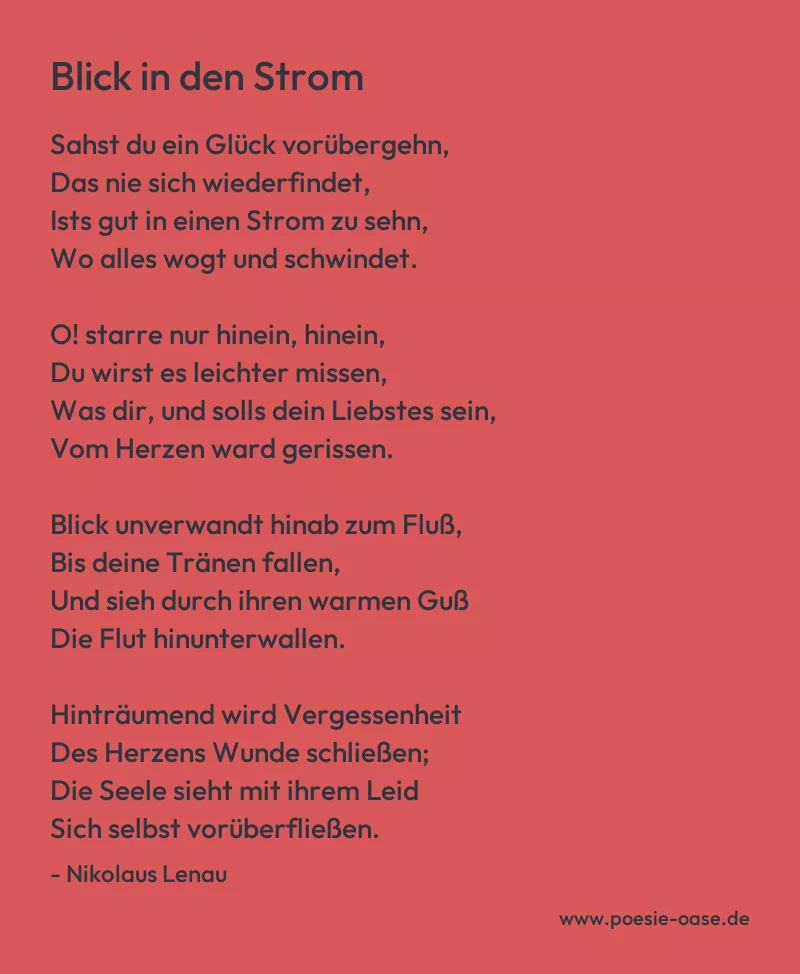 Gedicht: Blick in den Strom von Nikolaus Lenau