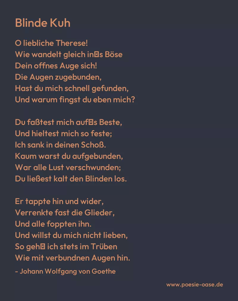 Gedicht: Blinde Kuh von Johann Wolfgang von Goethe