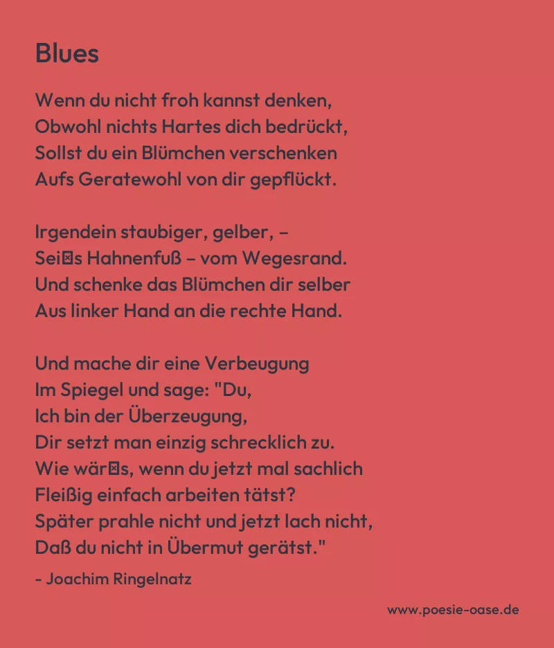 Gedicht: Blues von Joachim Ringelnatz
