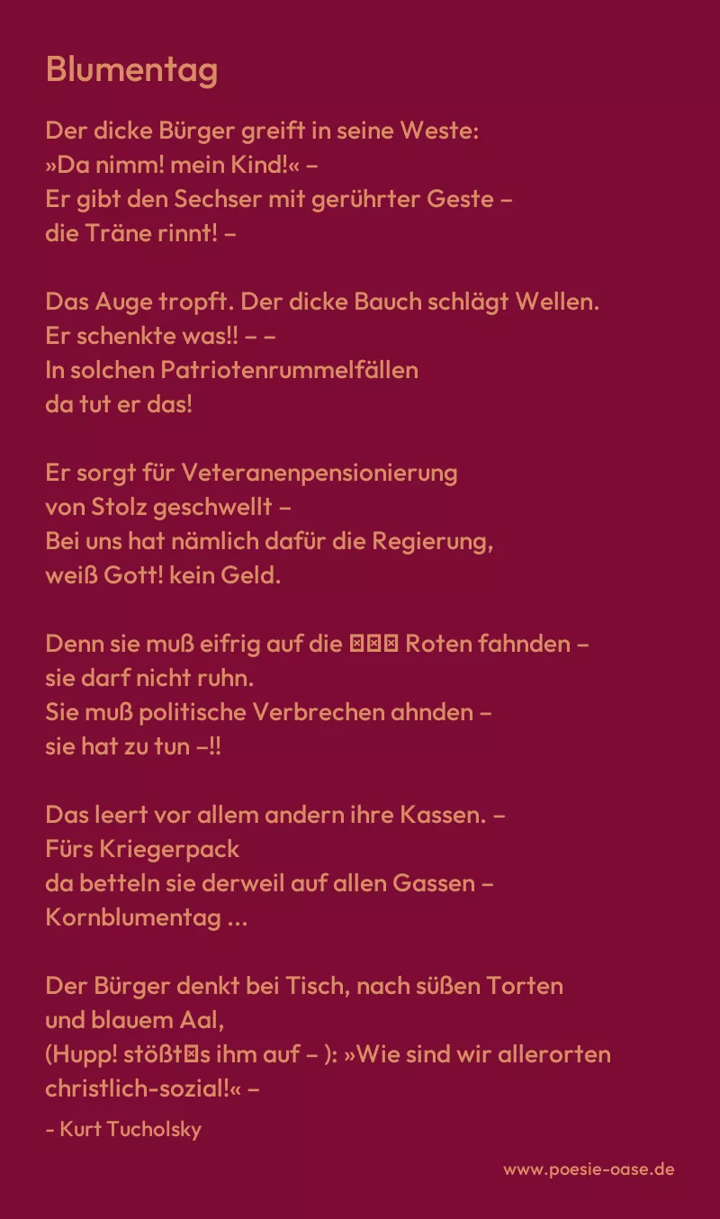 Gedicht: Blumentag von Kurt Tucholsky