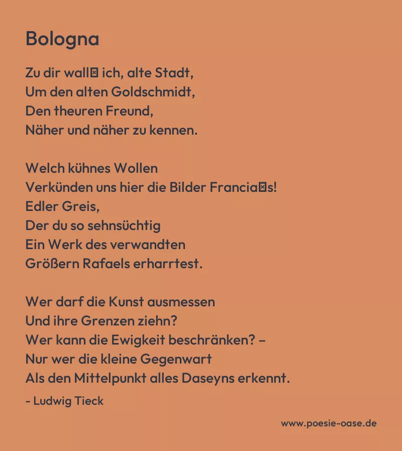 Gedicht: Bologna von Ludwig Tieck