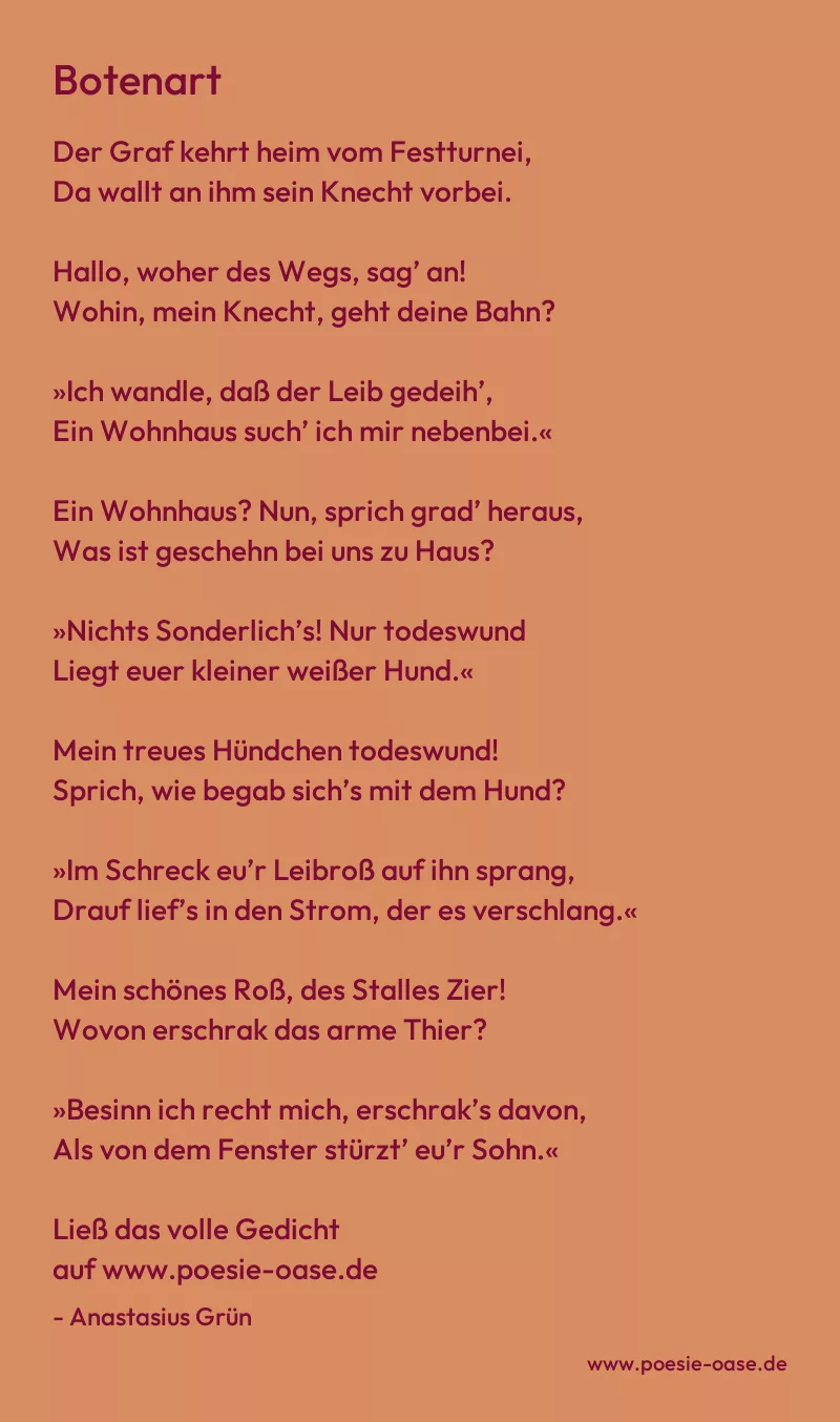 Gedicht: Botenart von Anastasius Grün