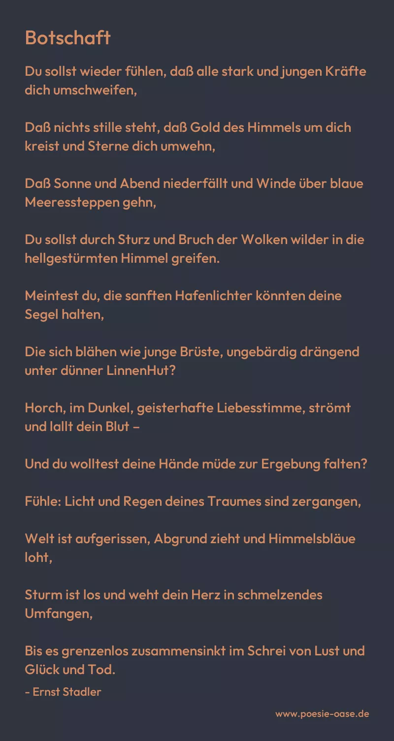 Gedicht: Botschaft von Ernst Stadler
