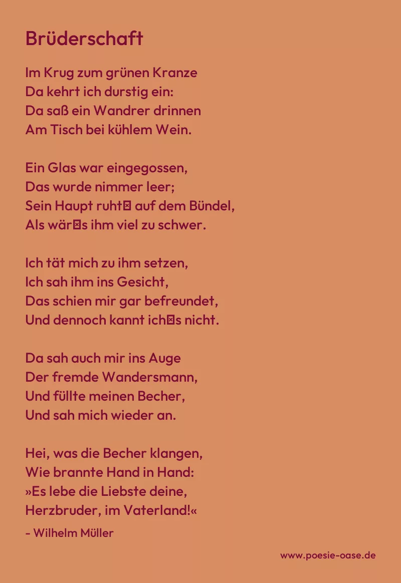 Gedicht: Brüderschaft von Wilhelm Müller