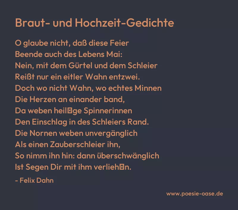Gedicht: Braut- und Hochzeit-Gedichte von Felix Dahn