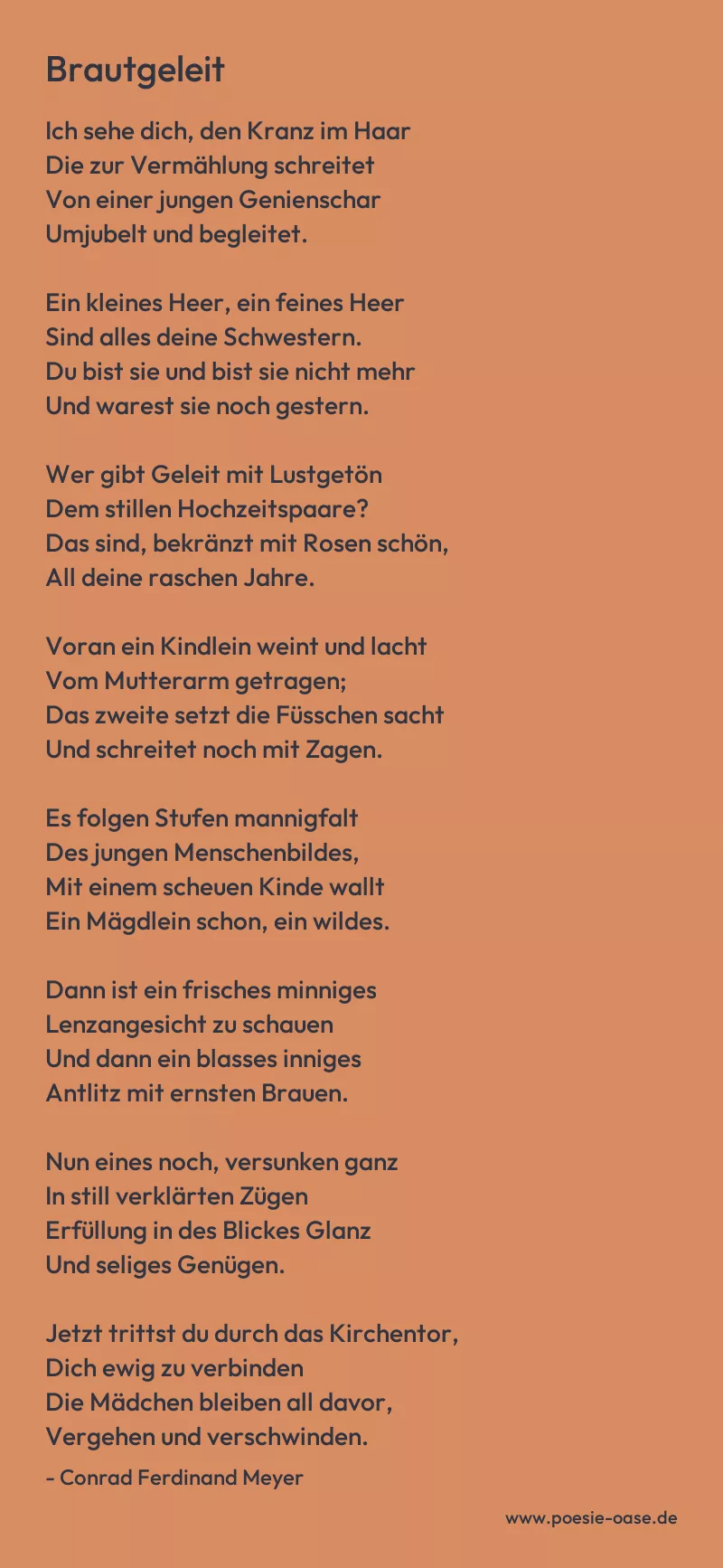 Gedicht: Brautgeleit von Conrad Ferdinand Meyer