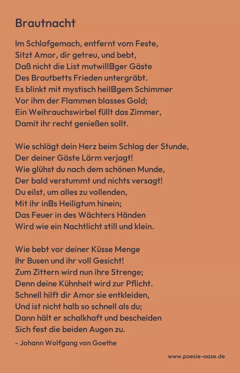 Gedicht: Brautnacht von Johann Wolfgang von Goethe