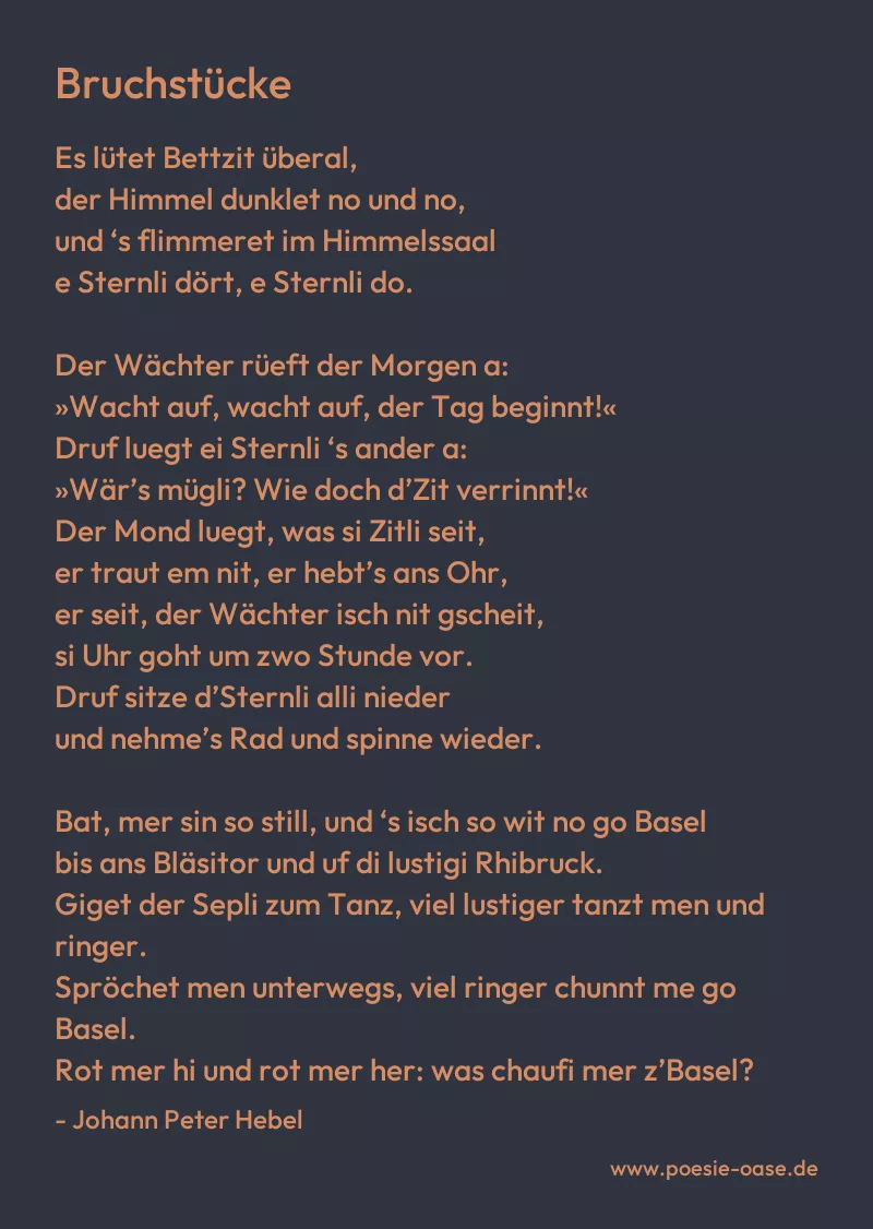 Gedicht: Bruchstücke von Johann Peter Hebel