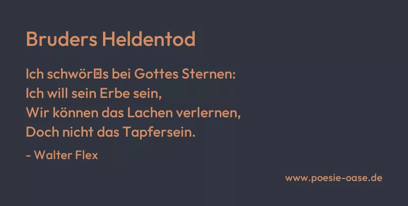Gedicht: Bruders Heldentod von Walter Flex