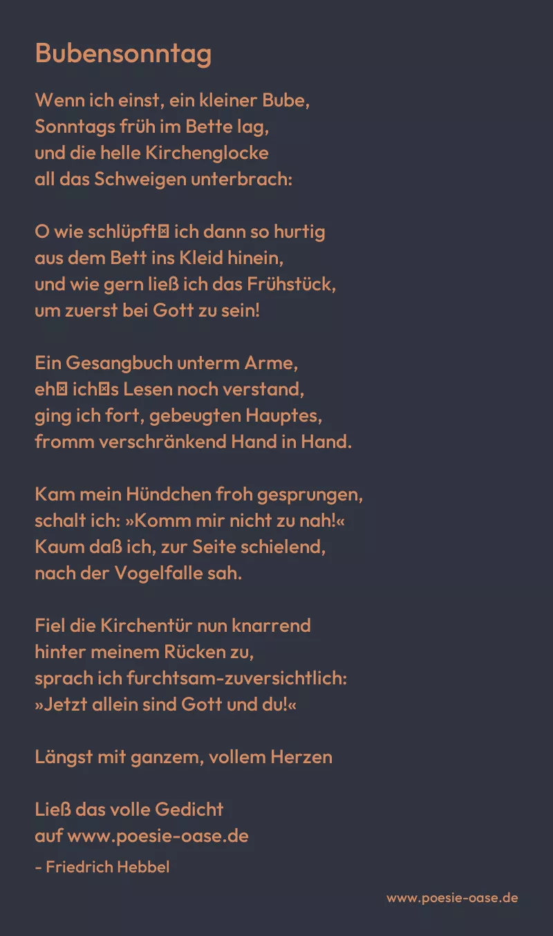 Gedicht: Bubensonntag von Friedrich Hebbel