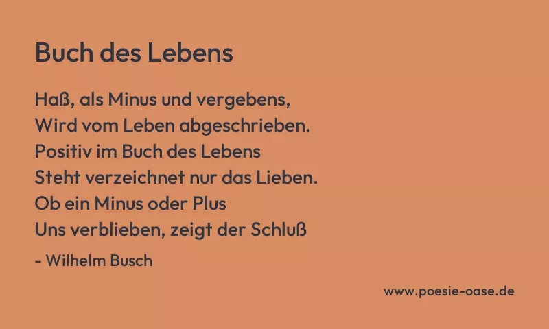 Gedicht: Buch des Lebens von Wilhelm Busch