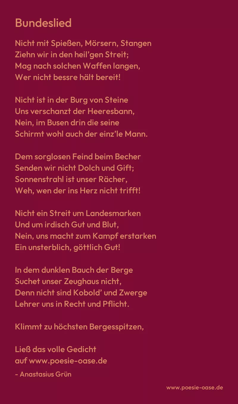 Gedicht: Bundeslied von Anastasius Grün