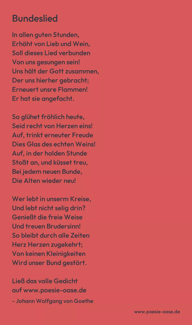 Gedicht: Bundeslied von Johann Wolfgang von Goethe