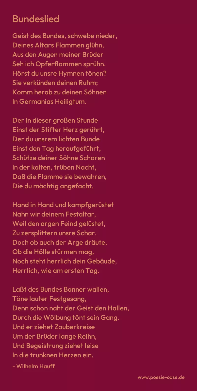 Gedicht: Bundeslied von Wilhelm Hauff