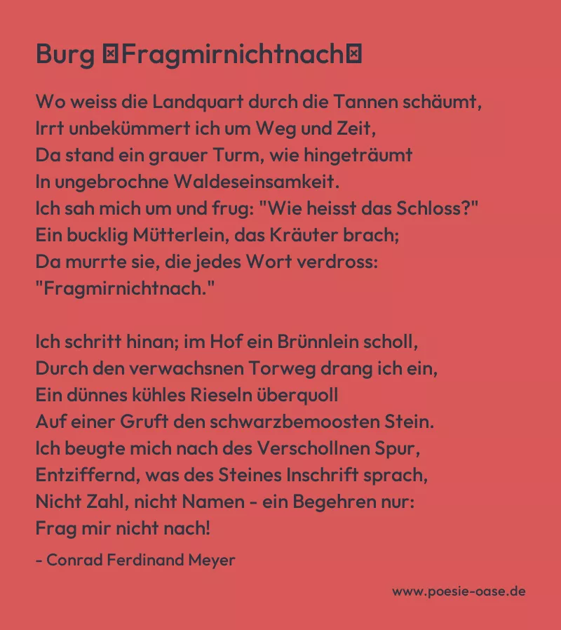 Gedicht: Burg ′Fragmirnichtnach′ von Conrad Ferdinand Meyer