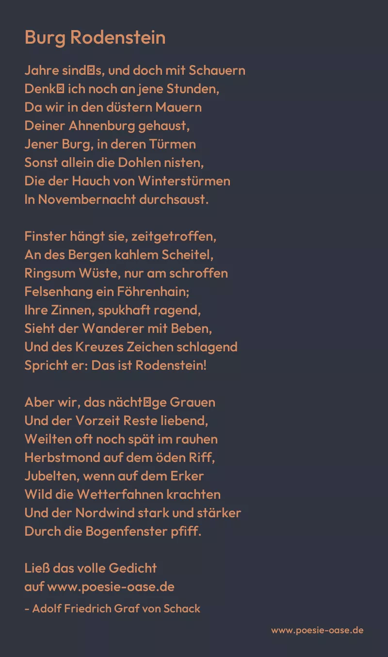 Gedicht: Burg Rodenstein von Adolf Friedrich Graf von Schack