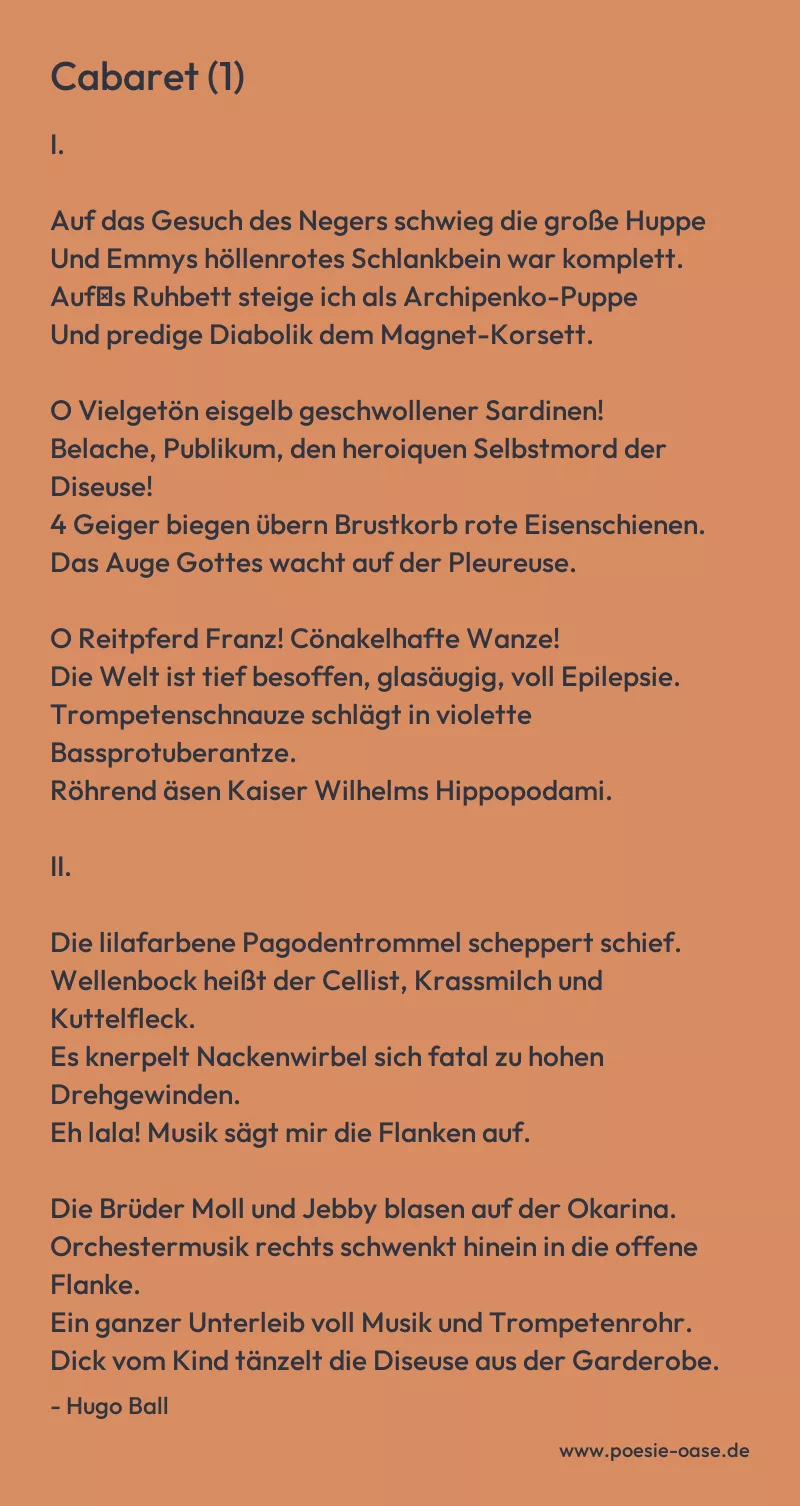Gedicht: Cabaret (1) von Hugo Ball