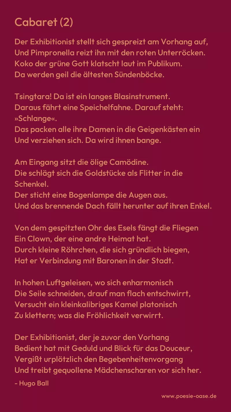 Gedicht: Cabaret (2) von Hugo Ball