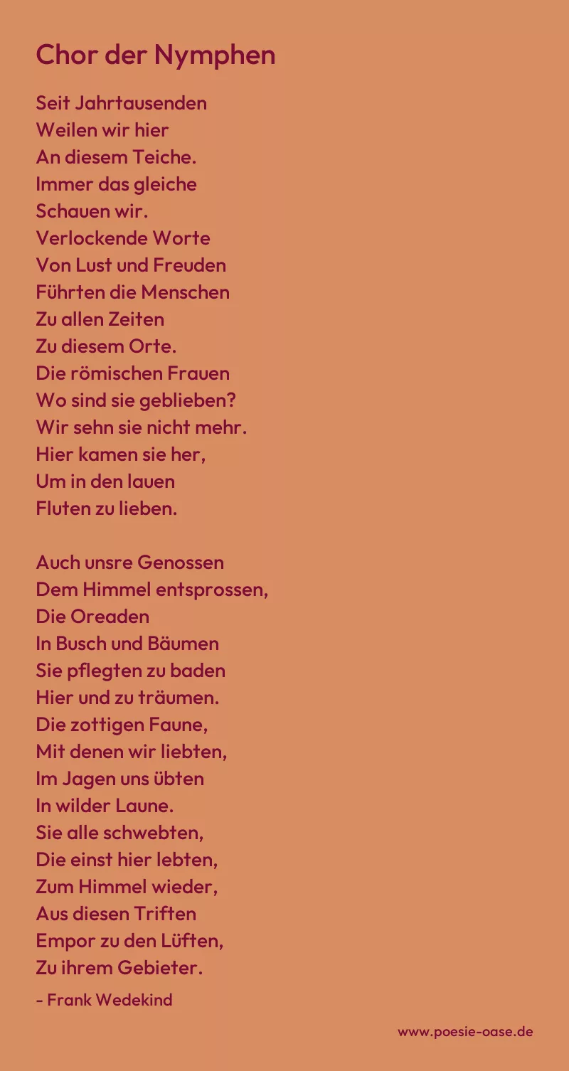 Gedicht: Chor der Nymphen von Frank Wedekind