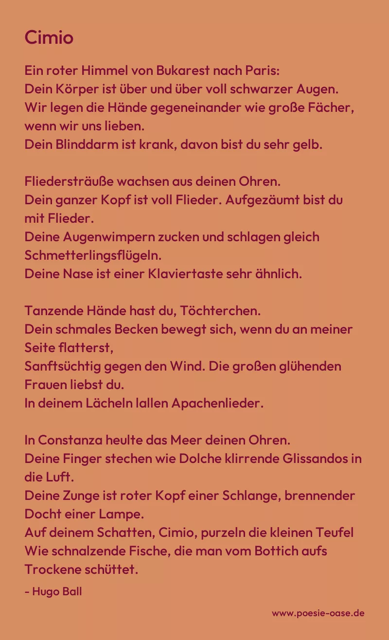 Gedicht: Cimio von Hugo Ball