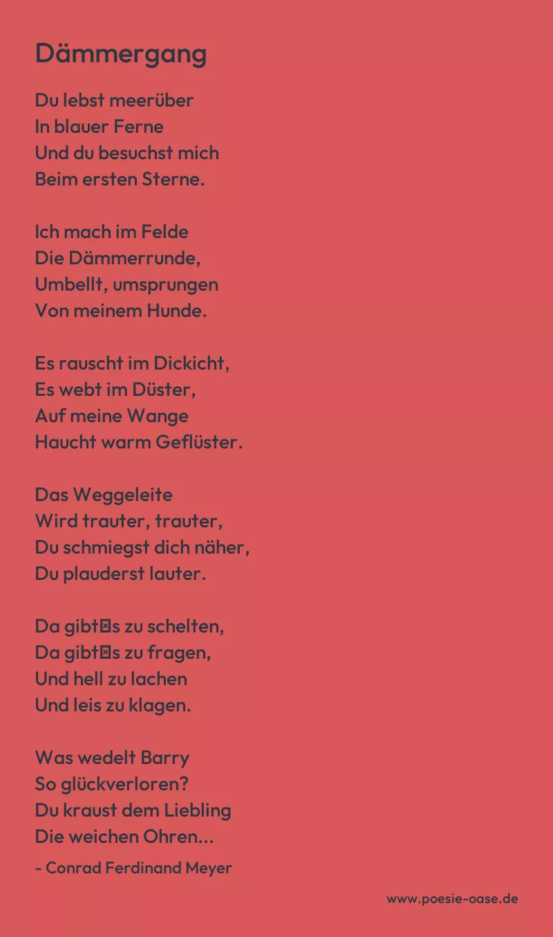 Gedicht: Dämmergang von Conrad Ferdinand Meyer