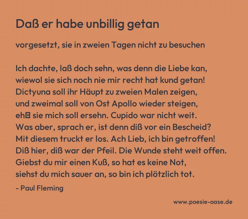 Gedicht: Daß er habe unbillig getan von Paul Fleming