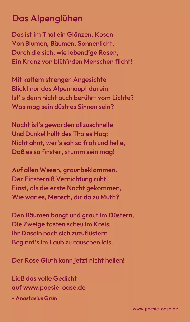 Gedicht: Das Alpenglühen von Anastasius Grün