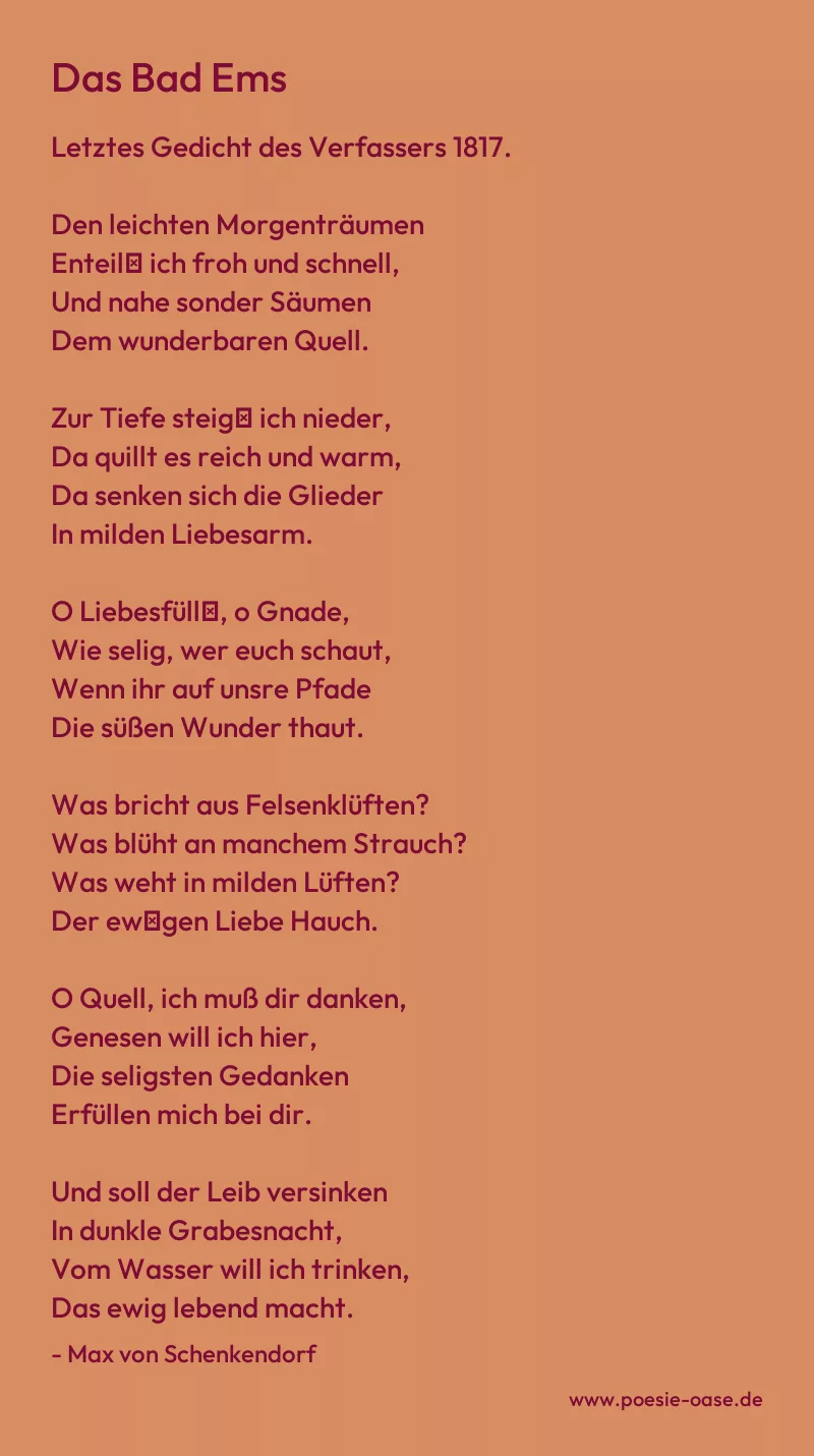 Gedicht: Das Bad Ems von Max von Schenkendorf