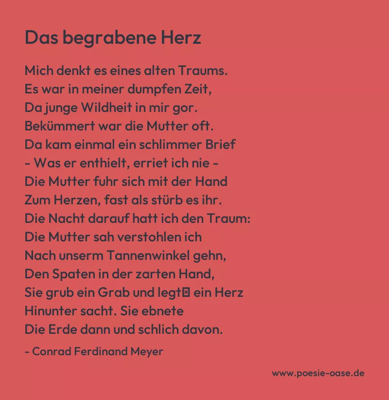 Gedicht: Das begrabene Herz von Conrad Ferdinand Meyer