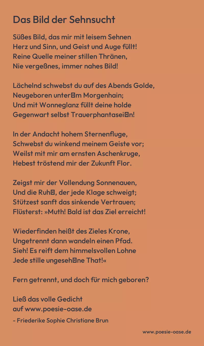 Gedicht: Das Bild der Sehnsucht von Friederike Sophie Christiane Brun